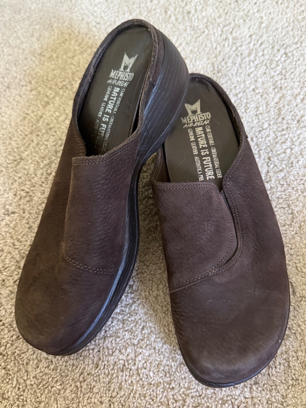 Mephisto Leather Wedge Clogs